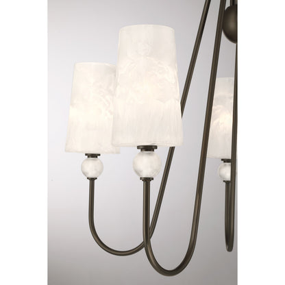 Savoy House Sheldon 32in 5-Light Chandelier | Transitional Mediterranean Bronze and Ice Glass | Dining Room & Foyer | 32 x 32 x 27 in | Model 1-1350-5-15