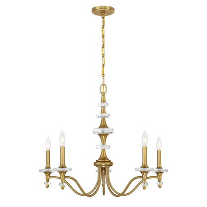 Savoy House Champlain 5 Light Chandelier, Warm Brass
