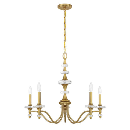 Savoy House Champlain 5 Light Chandelier, Warm Brass