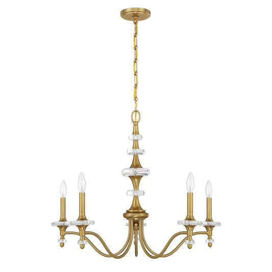 Savoy House Champlain 5 Light Chandelier, Warm Brass