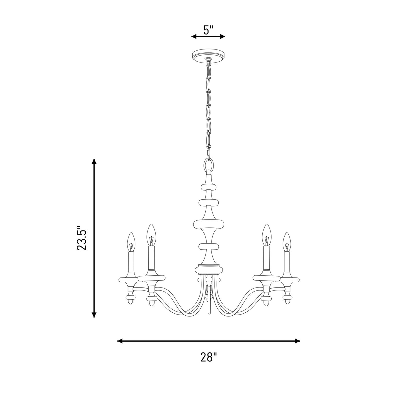 Savoy House Champlain 5 Light Chandelier, Warm Brass