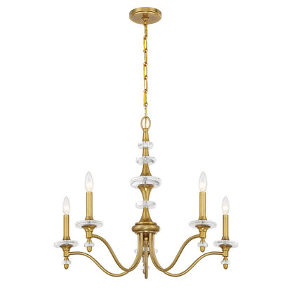 Savoy House Champlain 5 Light Chandelier, Warm Brass