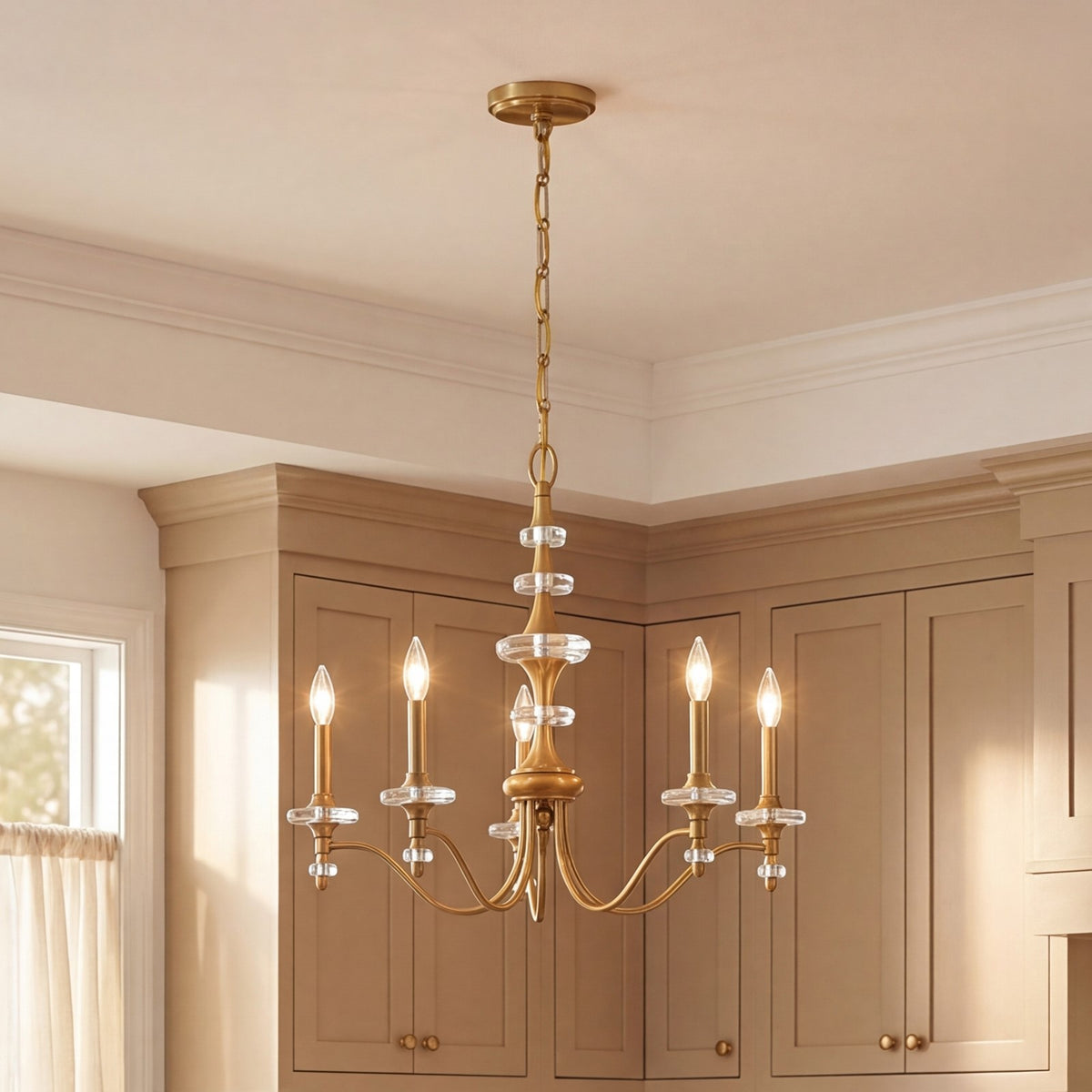 Savoy House Champlain 5 Light Chandelier, Warm Brass