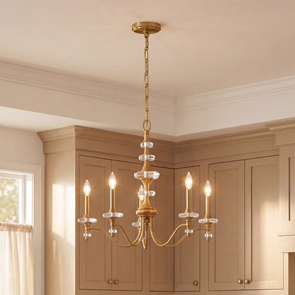 Savoy House Champlain 5 Light Chandelier, Warm Brass
