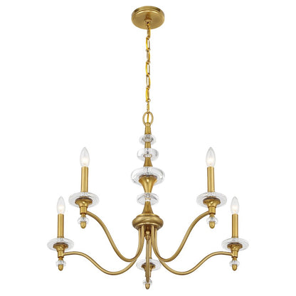 Savoy House Champlain 5 Light Chandelier, Warm Brass