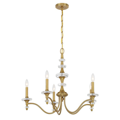 Savoy House Champlain 5 Light Chandelier, Warm Brass