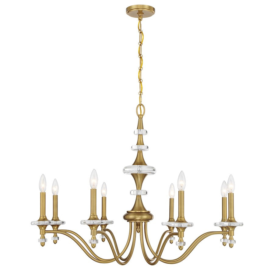 Savoy House Champlain 8 Light Chandelier, Warm Brass - 1-1362-8-322