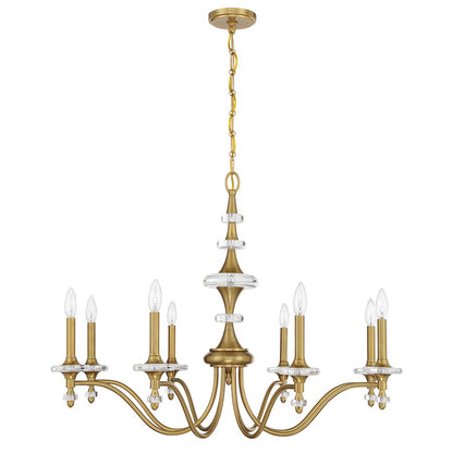 Savoy House Champlain 8 Light Chandelier, Warm Brass