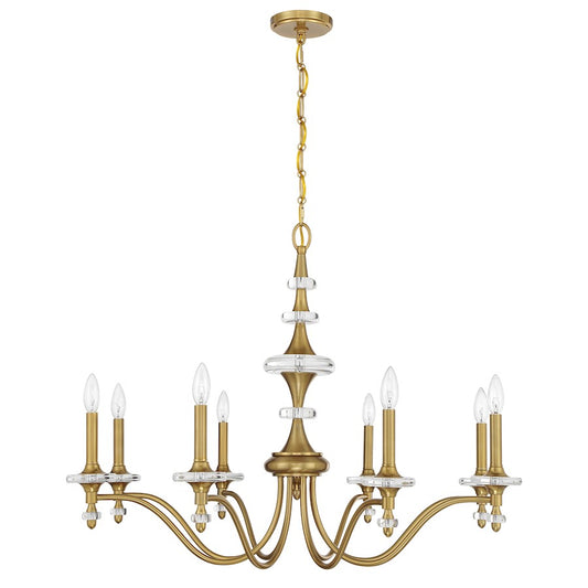 Savoy House Champlain 8 Light Chandelier, Warm Brass