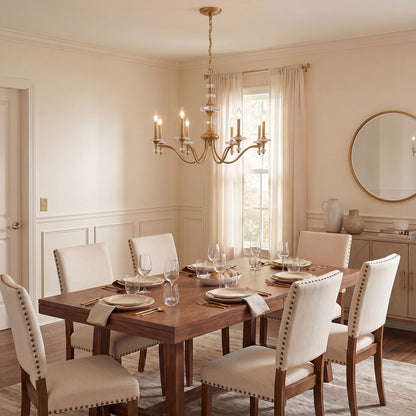Savoy House Champlain 8 Light Chandelier, Warm Brass