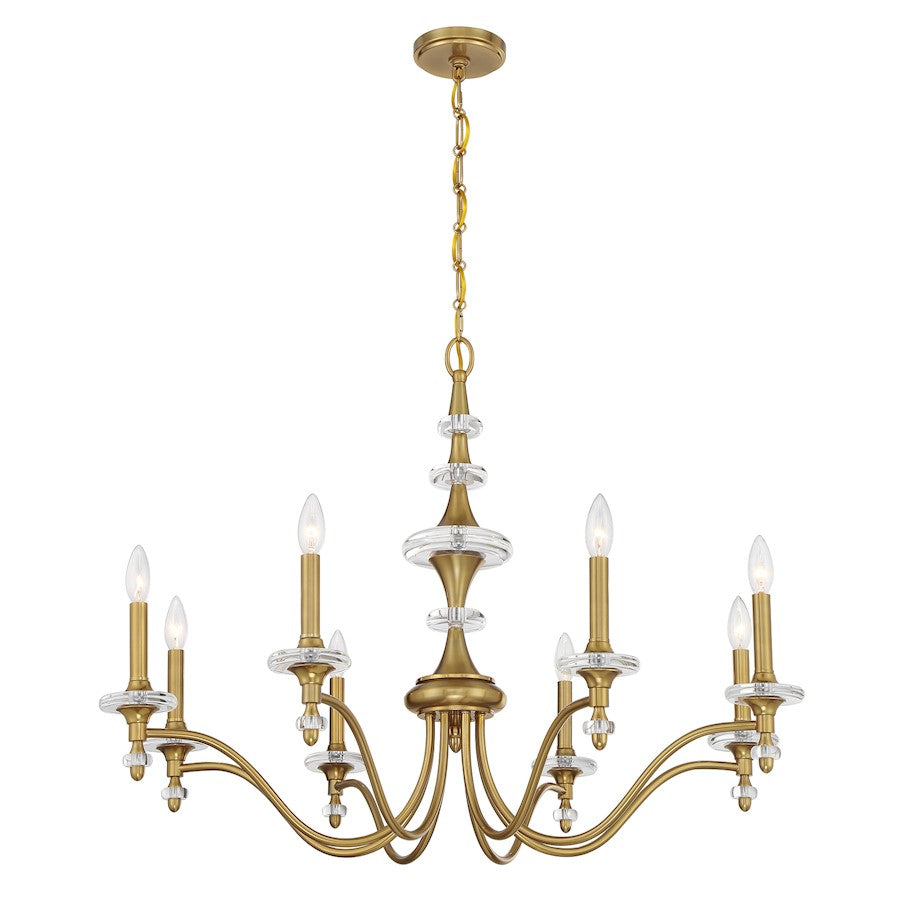 Savoy House Champlain 8 Light Chandelier, Warm Brass