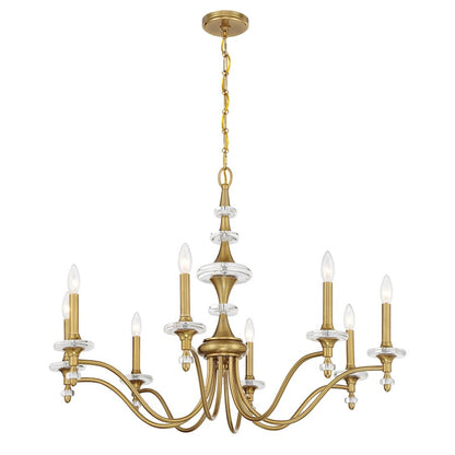 Savoy House Champlain 8 Light Chandelier, Warm Brass