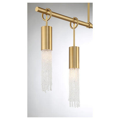 5 Light Linear Chandelier, Warm Brass