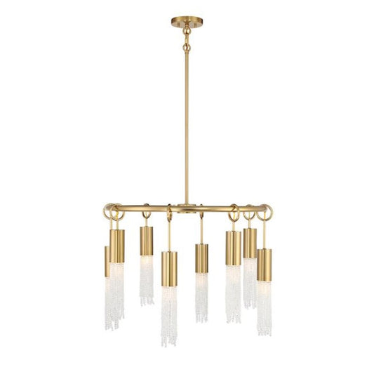8 Light Chandelier, Warm Brass