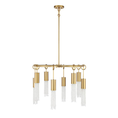 8 Light Chandelier, Warm Brass