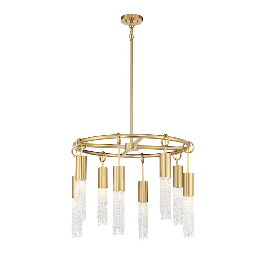 8 Light Chandelier, Warm Brass