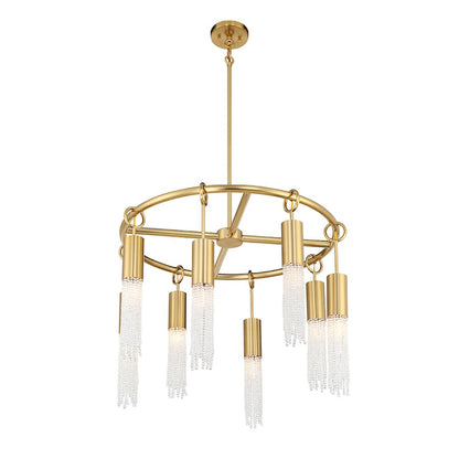 8 Light Chandelier, Warm Brass