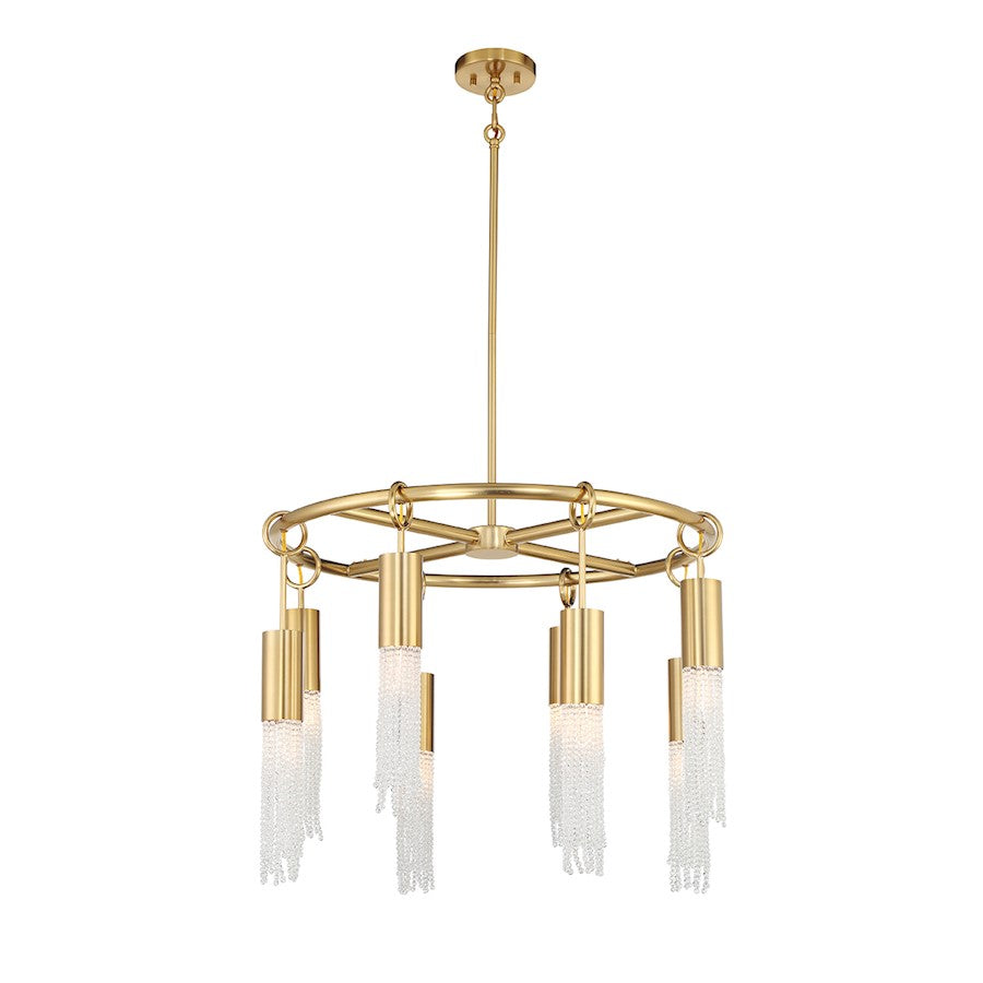 8 Light Chandelier, Warm Brass