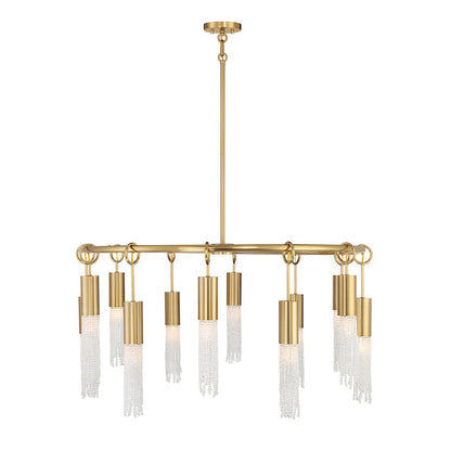 12 Light Chandelier, Warm Brass