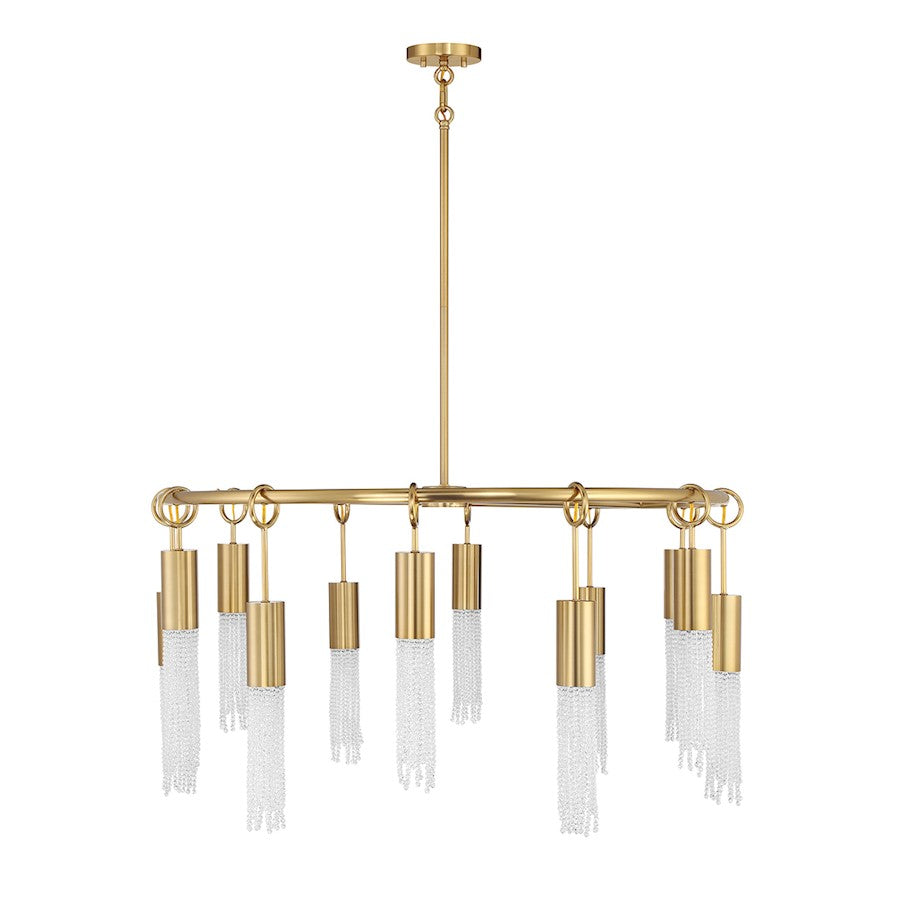 12 Light Chandelier, Warm Brass