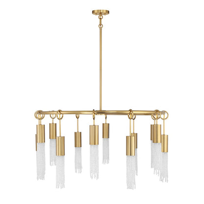 12 Light Chandelier, Warm Brass