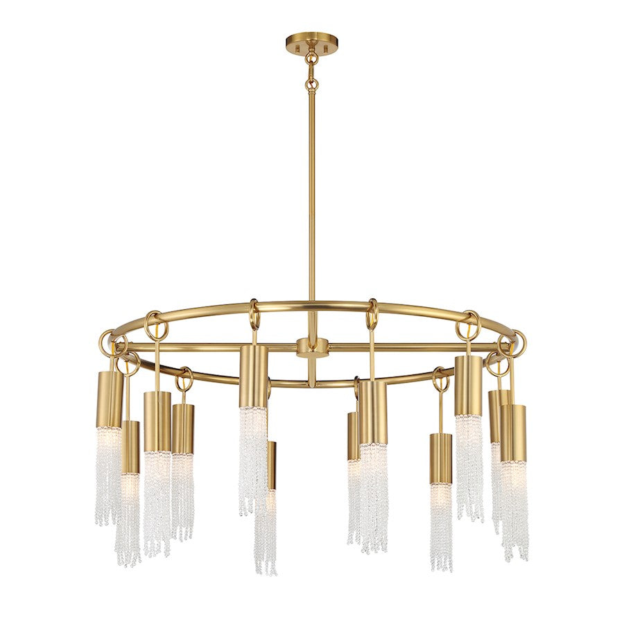 12 Light Chandelier, Warm Brass