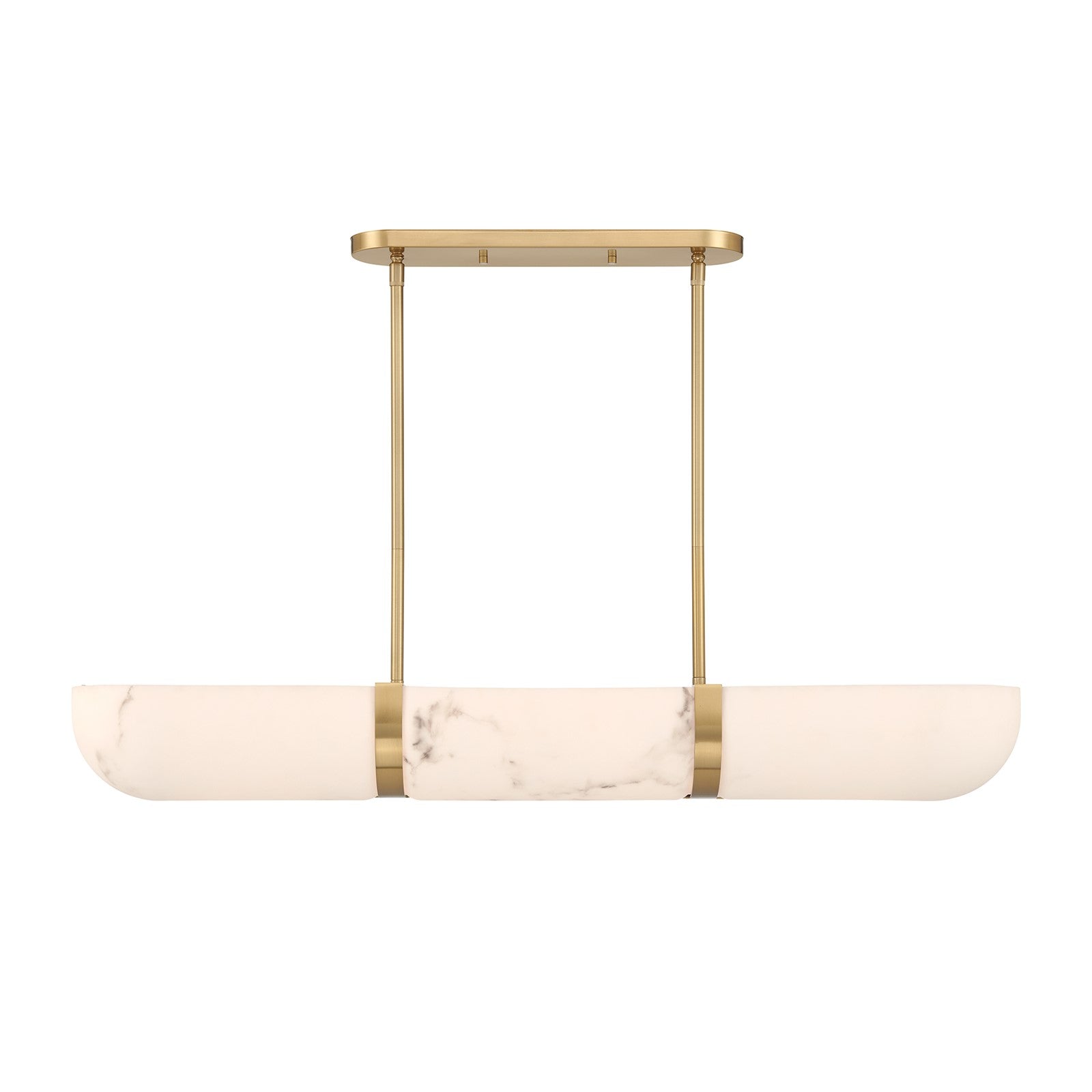 Savoy House Chalfont 42in 4-Light Chandelier | Classic Warm Brass and Faux Alabaster | Kitchen Island & Dining Room | 12 x 42 x 5.5 in | Model 1-1450-4-322