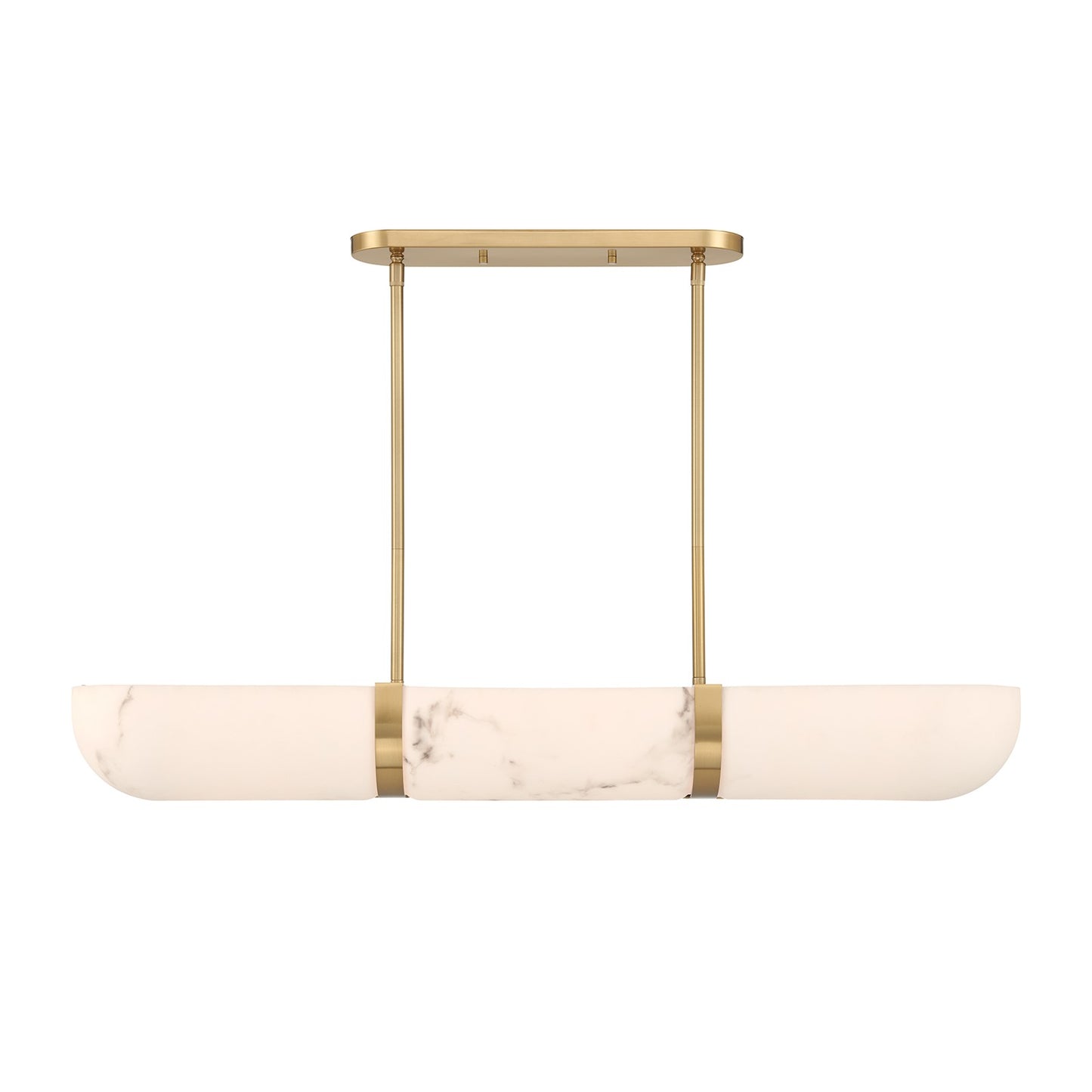 Savoy House Chalfont 42in 4-Light Chandelier | Classic Warm Brass and Faux Alabaster | Kitchen Island & Dining Room | 12 x 42 x 5.5 in | Model 1-1450-4-322
