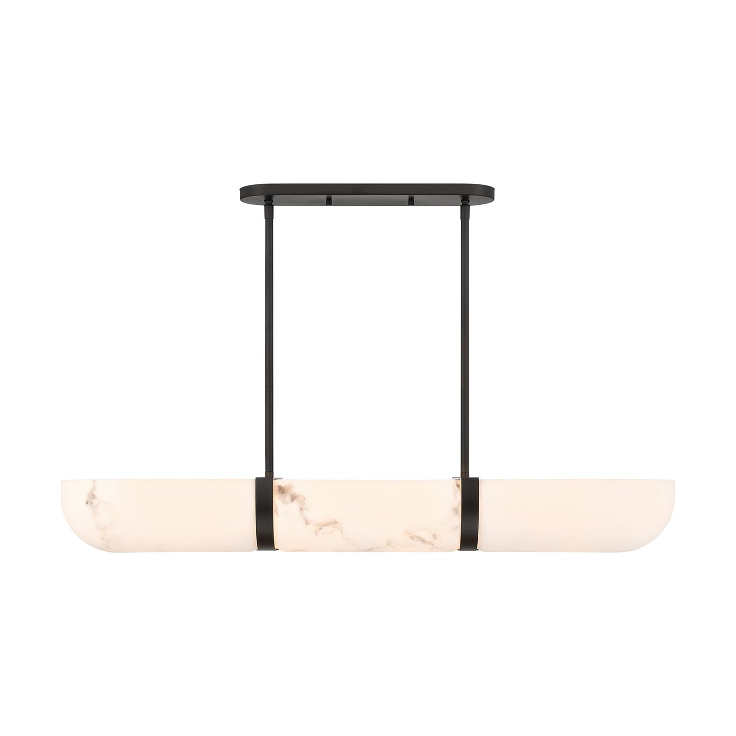 Savoy House Chalfont 42in 4-Light Chandelier | Classic & Traditional Matte Black Metal and Faux Alabaster Shade | Kitchen Island & | Model 1-1450-4-89