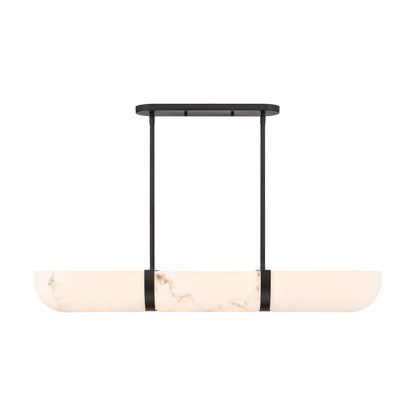 Savoy House Chalfont 42in 4-Light Chandelier | Classic & Traditional Matte Black Metal and Faux Alabaster Shade | Kitchen Island & | Model 1-1450-4-89