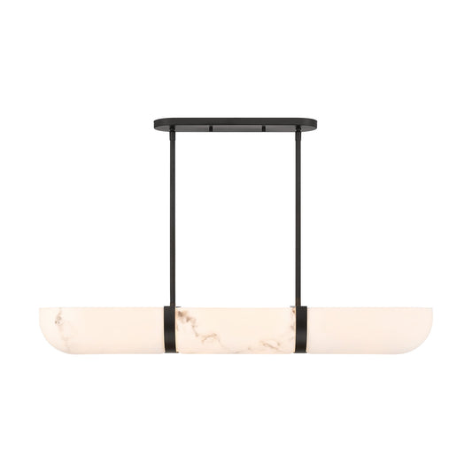 Savoy House Chalfont 42in 4-Light Chandelier | Classic & Traditional Matte Black Metal and Faux Alabaster Shade | Kitchen Island & | Model 1-1450-4-89