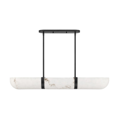 Savoy House Chalfont 42in 4-Light Chandelier | Classic & Traditional Matte Black Metal and Faux Alabaster Shade | Kitchen Island & | Model 1-1450-4-89