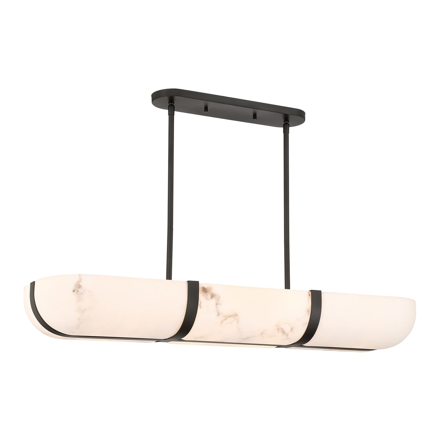 Savoy House Chalfont 42in 4-Light Chandelier | Classic & Traditional Matte Black Metal and Faux Alabaster Shade | Kitchen Island & | Model 1-1450-4-89