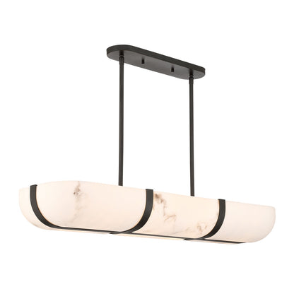 Savoy House Chalfont 42in 4-Light Chandelier | Classic & Traditional Matte Black Metal and Faux Alabaster Shade | Kitchen Island & | Model 1-1450-4-89