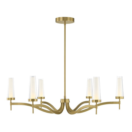 Savoy House Butler 6 Lt Chandelier, Clear/Opal, Warm Brass