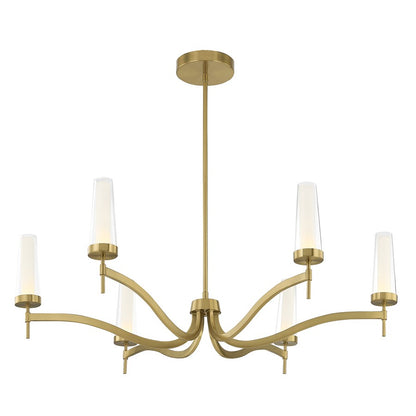 Savoy House Butler 6 Lt Chandelier, Clear/Opal, Warm Brass