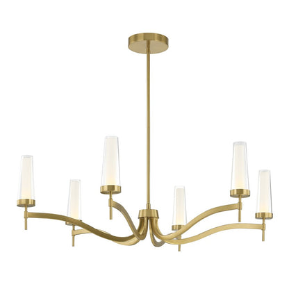 Savoy House Butler 6 Lt Chandelier, Clear/Opal, Warm Brass
