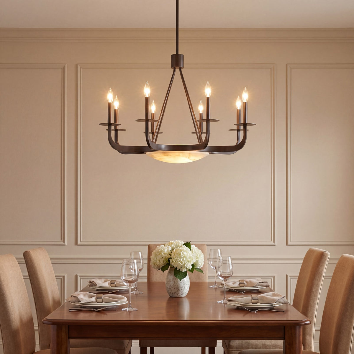 Savoy House Salford 9 Lt Chandelier, Mediterranean Bronze