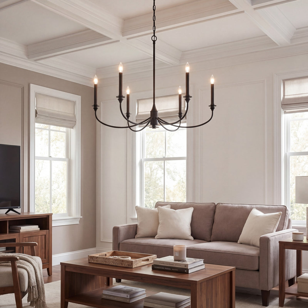 Savoy House Essentials Coventry 6 Lt Chandelier, Matte Black