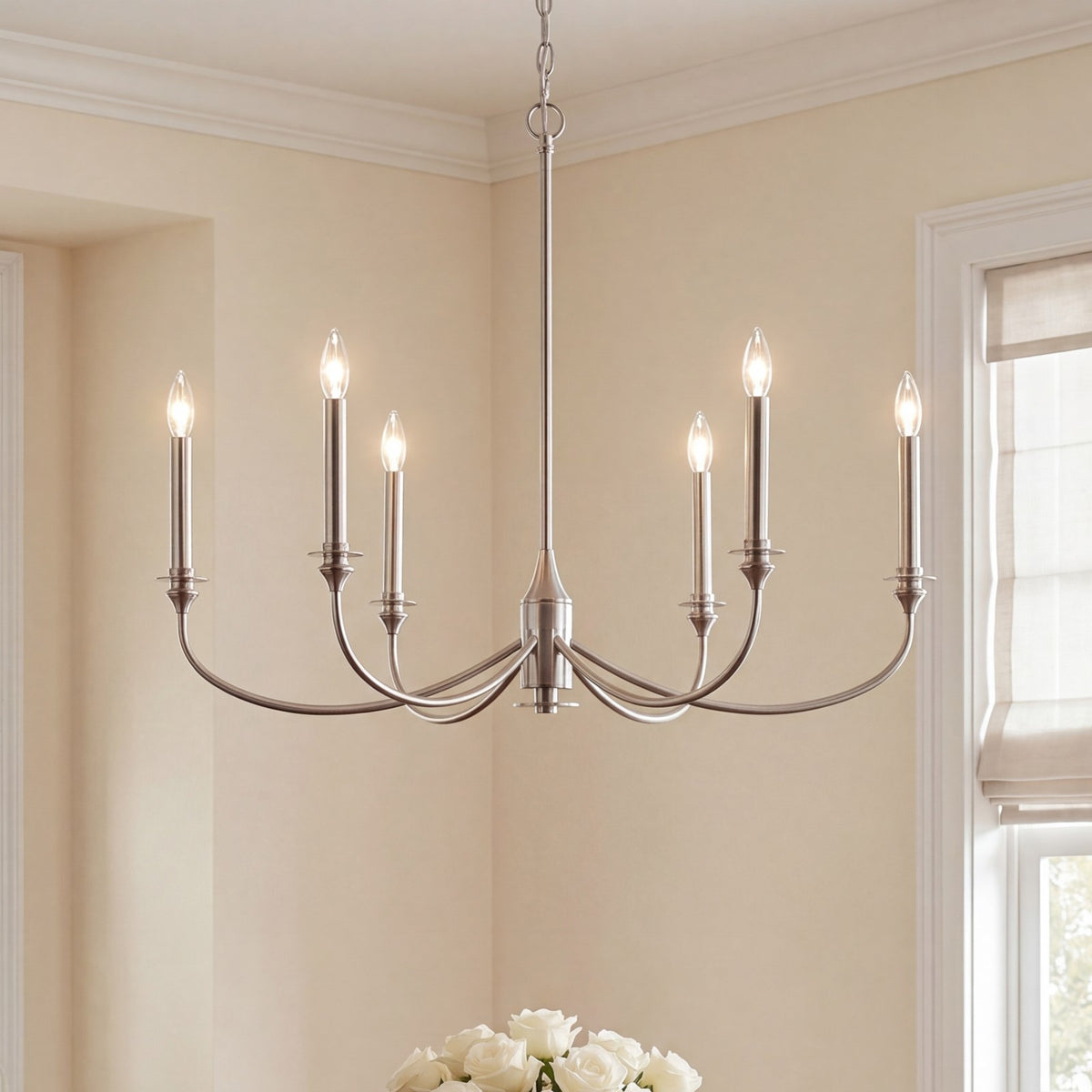 Savoy House Essentials Coventry 6 Lt Chandelier, Satin Nickel