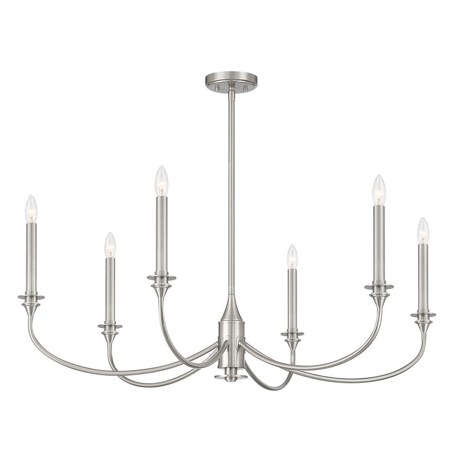 Savoy House Essentials Coventry 6 Lt Chandelier, Satin Nickel