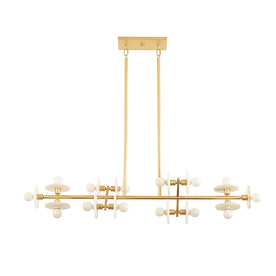 14 Light Linear Chandelier, Gold