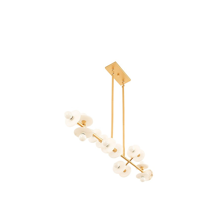 14 Light Linear Chandelier, Gold