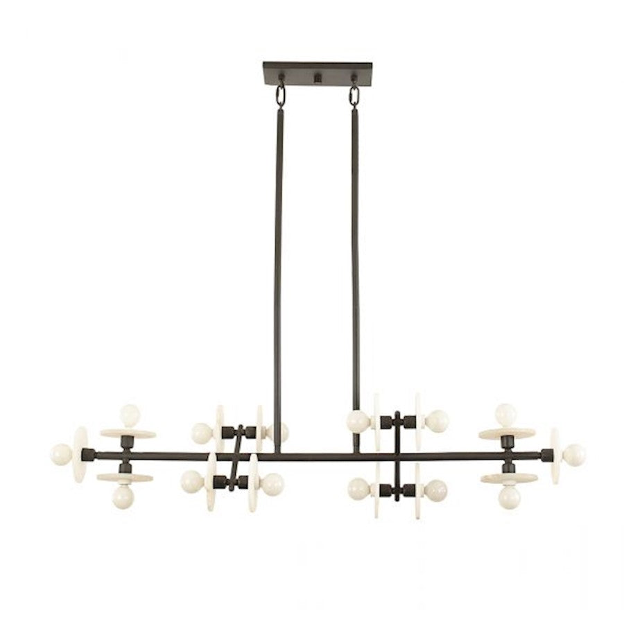 14 Light Linear Chandelier, Black Cashmere