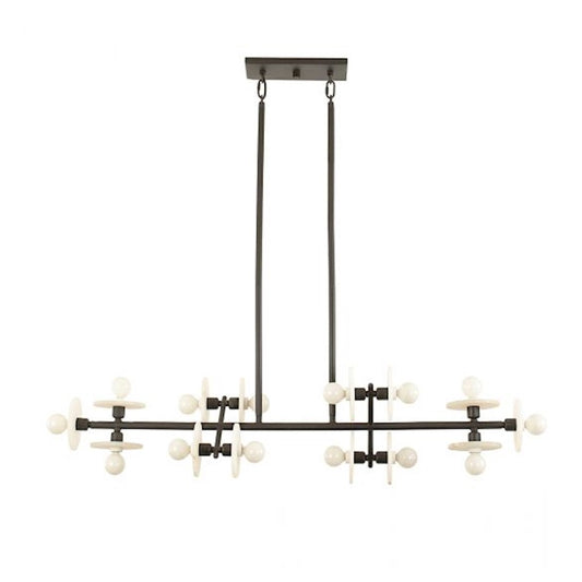 14 Light Linear Chandelier, Black Cashmere