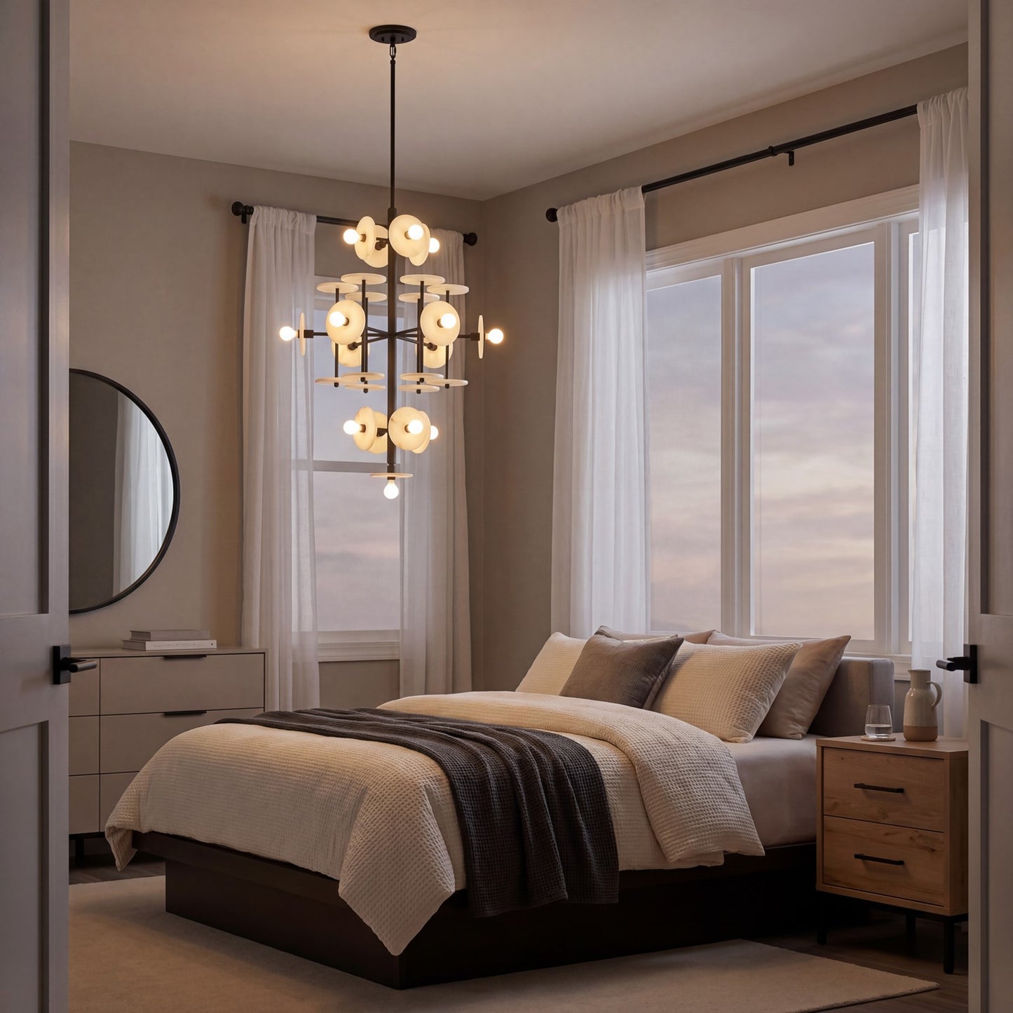 15 Light Chandelier, Black Cashmere