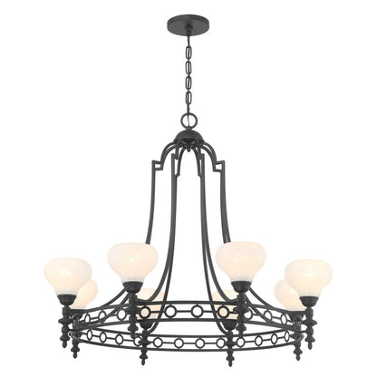 Savoy House Allston 8 Lt Chandelier, White Strie, Matte Black