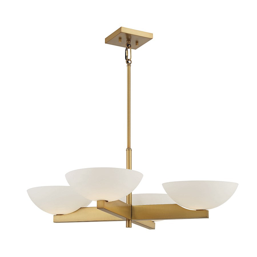 4-Light Chandelier, Warm Brass