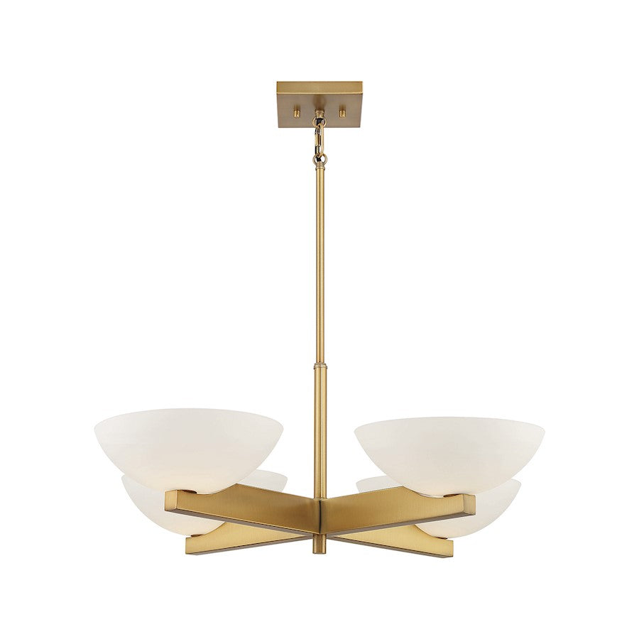 4-Light Chandelier, Warm Brass