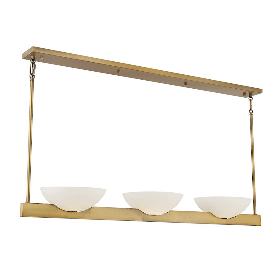 3 Light Linear Chandelier, Matte Black